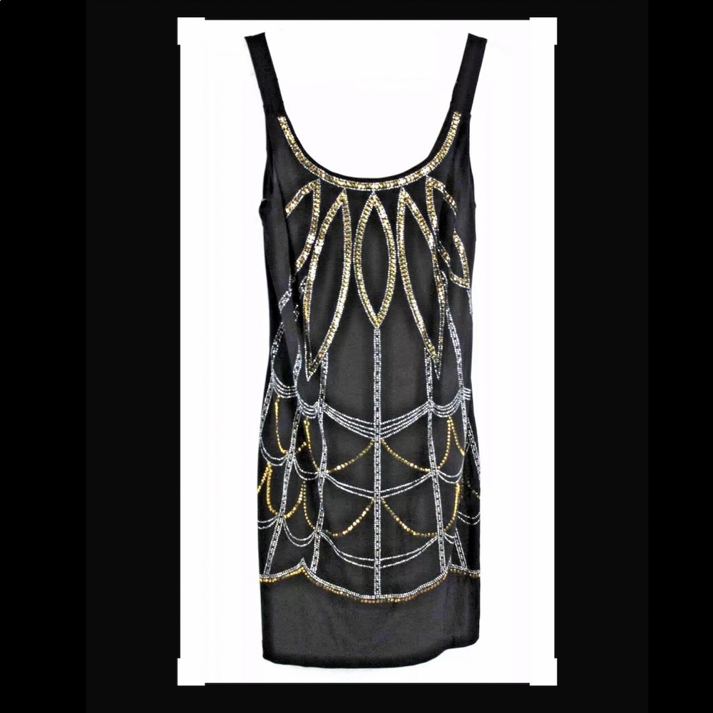 BISOU BISOU Black Sequin Flattering Dress sz: 8